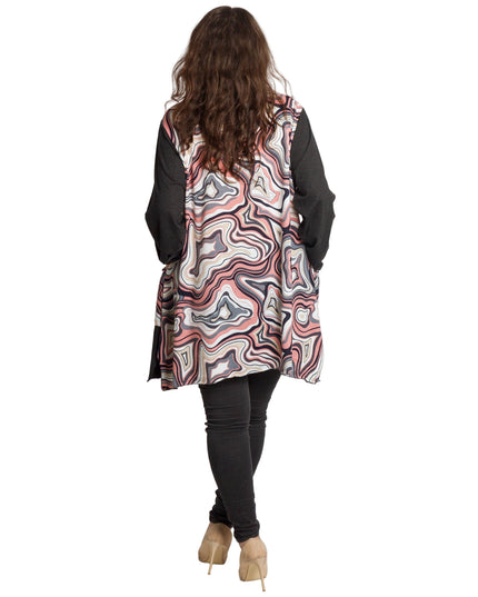 Tunică colorată, decupată, cu buzunare, în mărimi mari