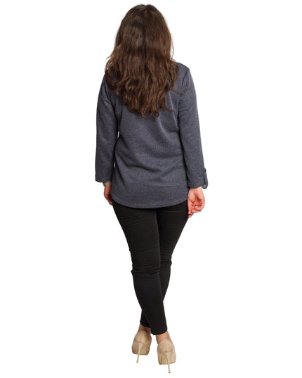 Tunică lejeră în mărimi mari cu accente din piele