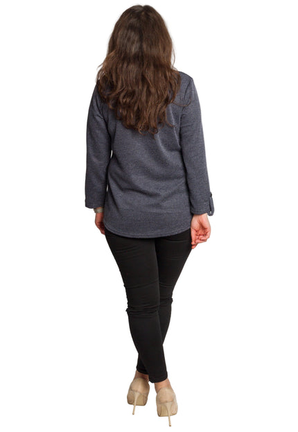 Tunică lejeră în mărimi mari cu accente din piele