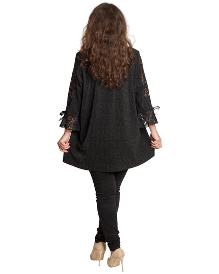 Tunică lejeră în mărimi mari cu accente din piele