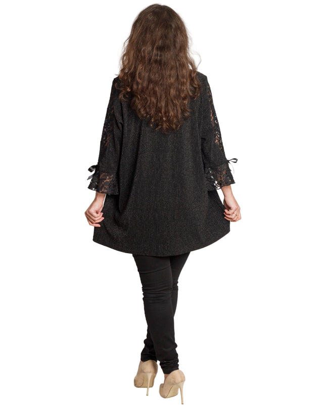 Tunică lejeră în mărimi mari cu accente din piele