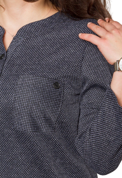 Tunică lejeră în mărimi mari cu accente din piele