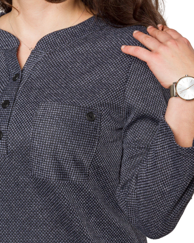 Tunică lejeră în mărimi mari cu accente din piele