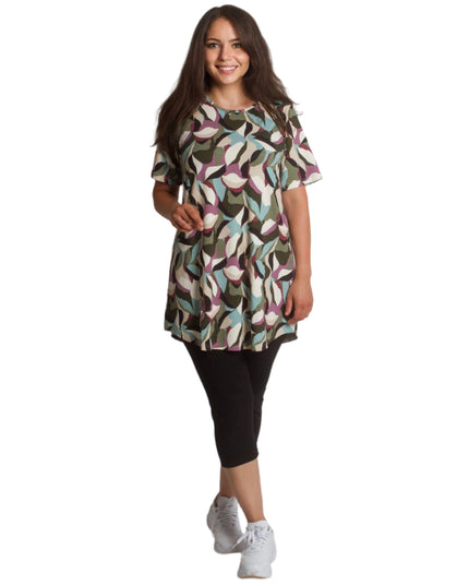 Set tunică și colanți cu imprimeu abstract plus size