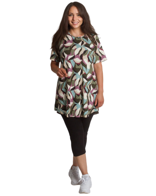 Set tunică și colanți cu imprimeu abstract plus size