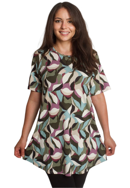 Set tunică și colanți cu imprimeu abstract plus size