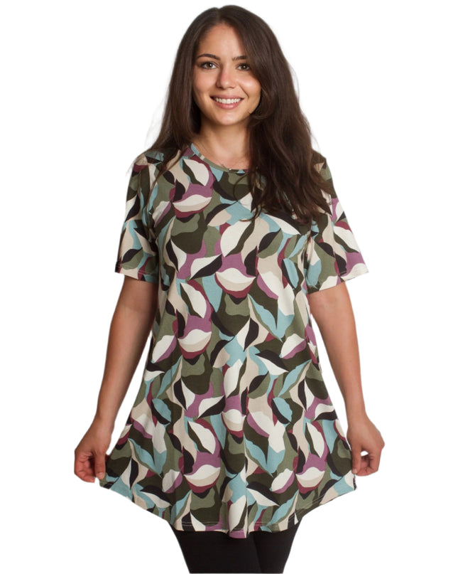 Set tunică și colanți cu imprimeu abstract plus size