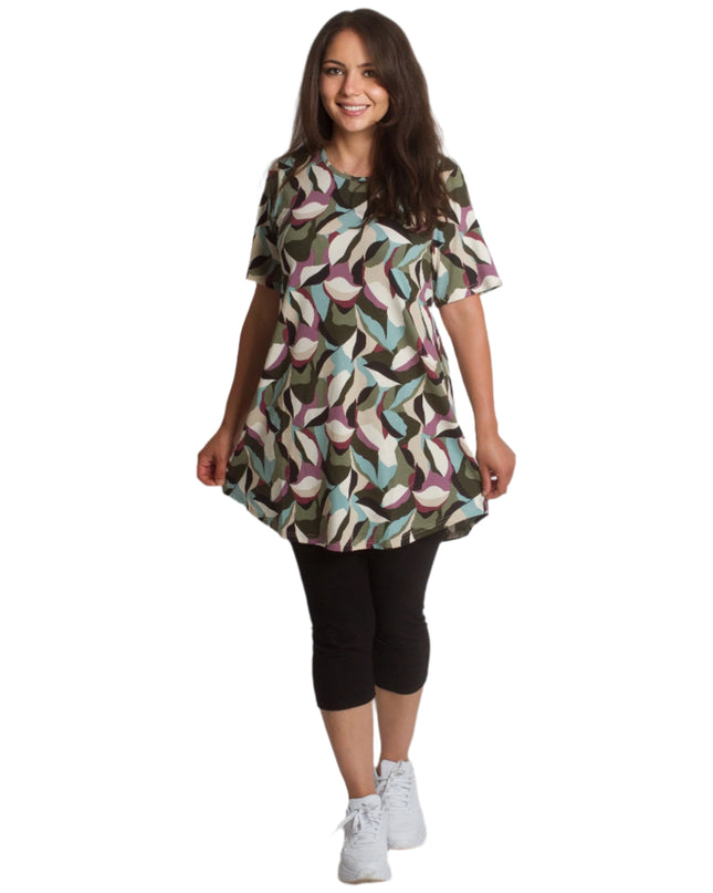 Set tunică și colanți cu imprimeu abstract plus size
