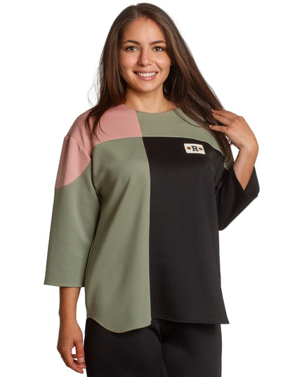 Set maxi pentru femei, verde, cu bluză și pantaloni colorați