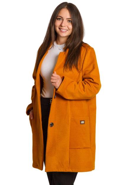 Palton elegant cu glugă și buzunare, de culoare bej