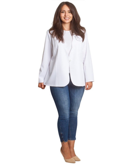 Sacou elegant pentru femei cu mâneci scurte - Negru