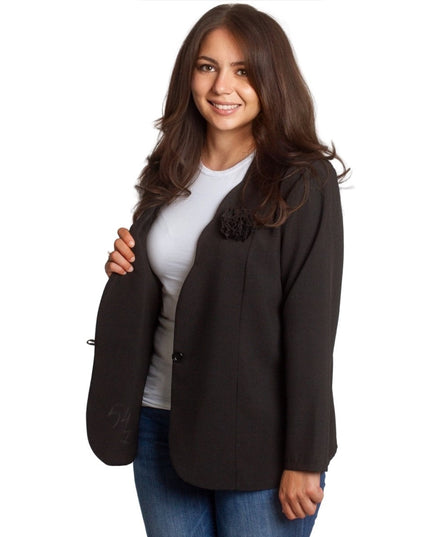 Sacou elegant pentru femei cu mâneci scurte - Negru