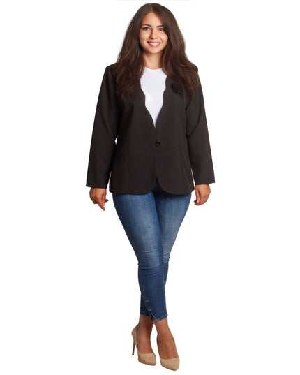 Sacou elegant pentru femei cu mâneci scurte - Negru