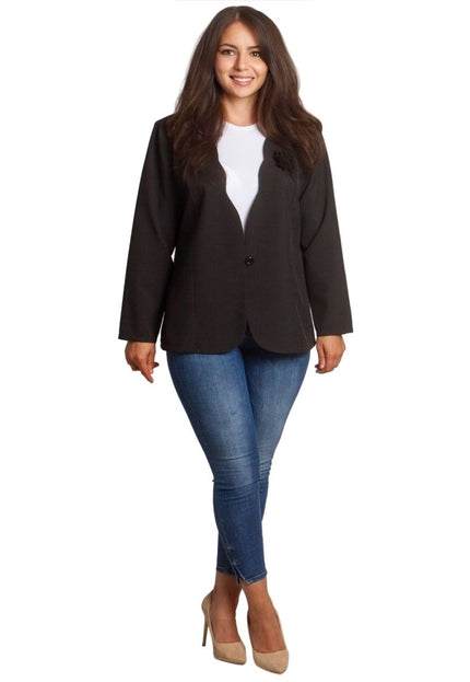 Sacou elegant pentru femei cu mâneci scurte - Negru