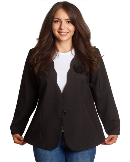 Sacou elegant pentru femei cu mâneci scurte - Negru