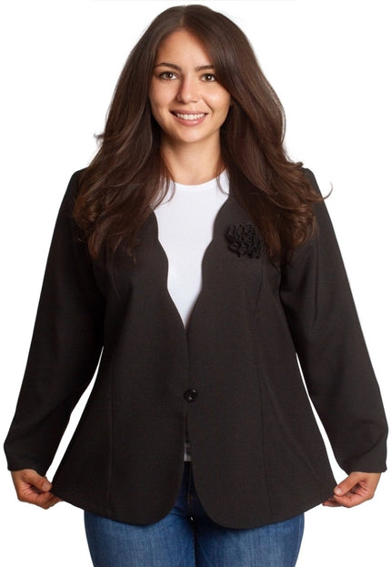 Sacou elegant pentru femei cu mâneci scurte - Negru