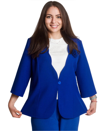 Jachetă formală lejeră în culoarea albastru regal și mărimi maxi