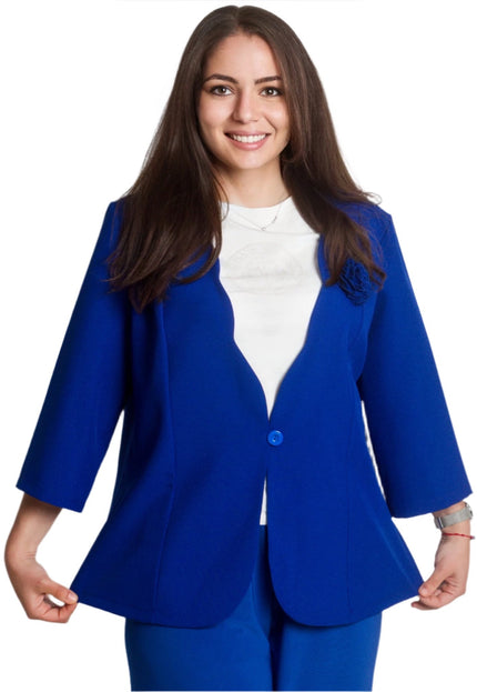 Jachetă formală lejeră în culoarea albastru regal și mărimi maxi