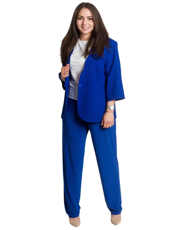 Jachetă formală lejeră în culoarea albastru regal și mărimi maxi