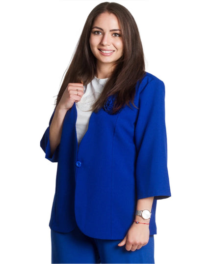 Jachetă formală lejeră în culoarea albastru regal și mărimi maxi