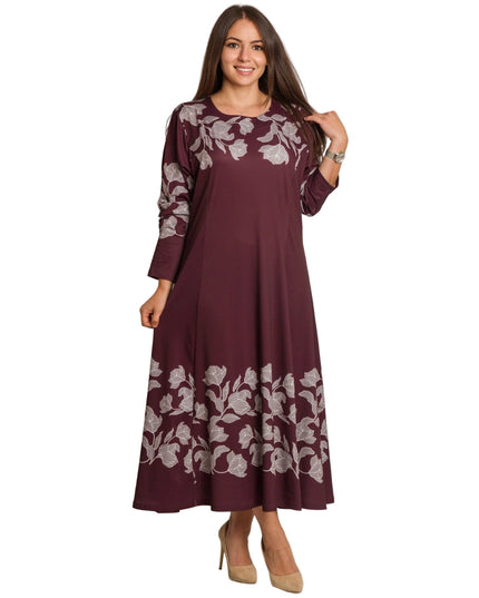 Rochie lungă elegantă, mărimi mari - Model floral