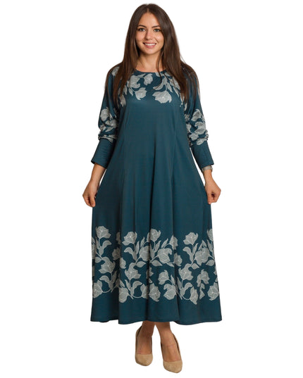 Rochie lungă elegantă, mărimi mari - Model floral