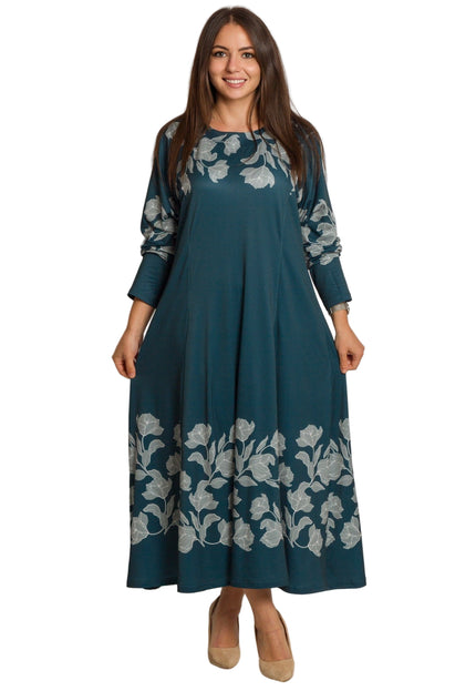 Rochie lungă elegantă, mărimi mari - Model floral
