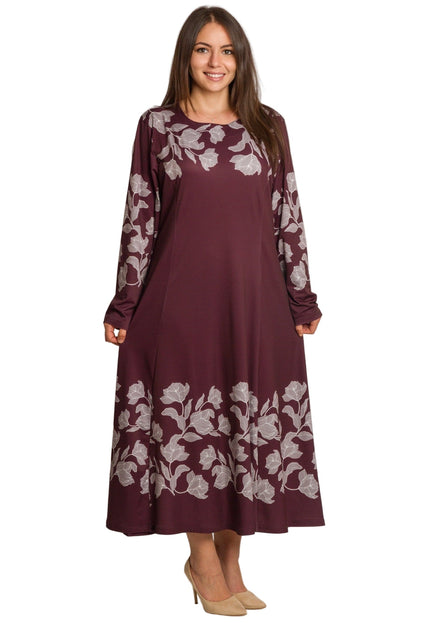 Rochie lungă elegantă, mărimi mari - Model floral