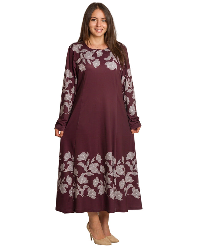 Rochie lungă elegantă, mărimi mari - Model floral