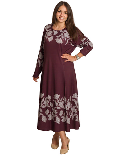 Rochie lungă elegantă, mărimi mari - Model floral