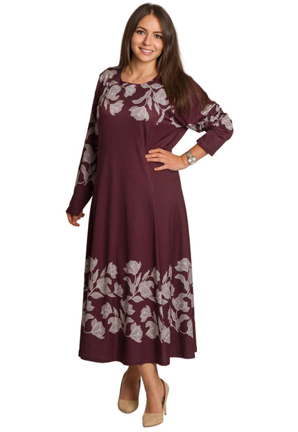 Rochie lungă elegantă, mărimi mari - Model floral
