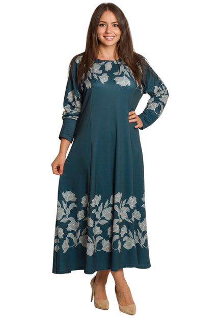Rochie lungă elegantă, mărimi mari - Model floral