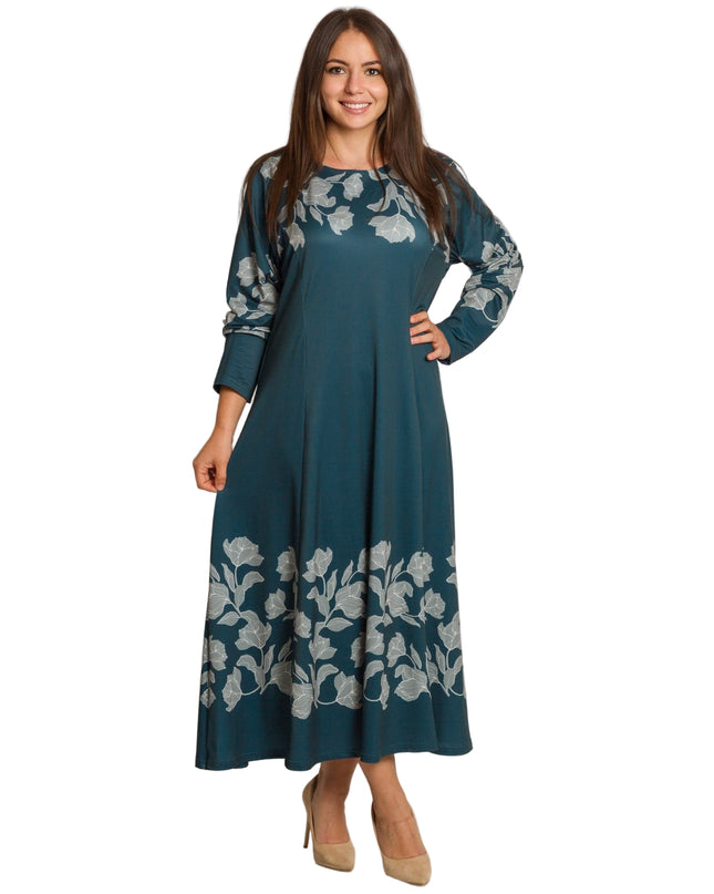 Rochie lungă elegantă, mărimi mari - Model floral