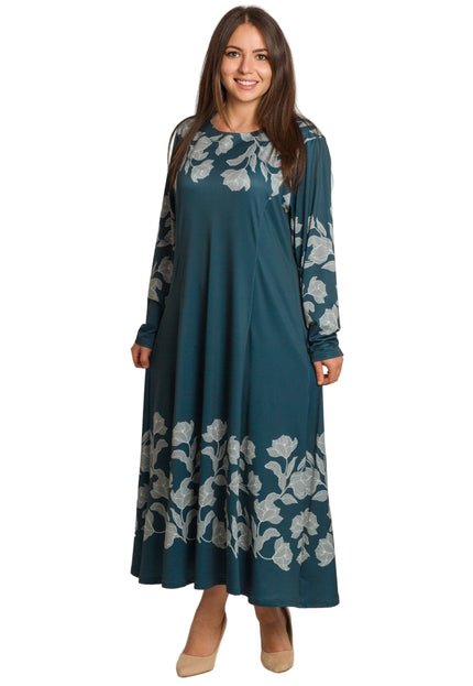 Rochie lungă elegantă, mărimi mari - Model floral