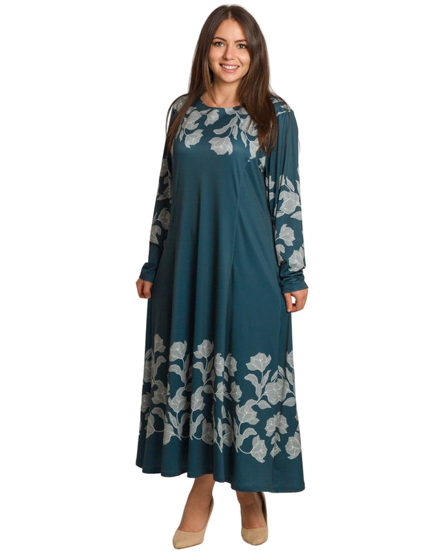 Rochie lungă elegantă, mărimi mari - Model floral