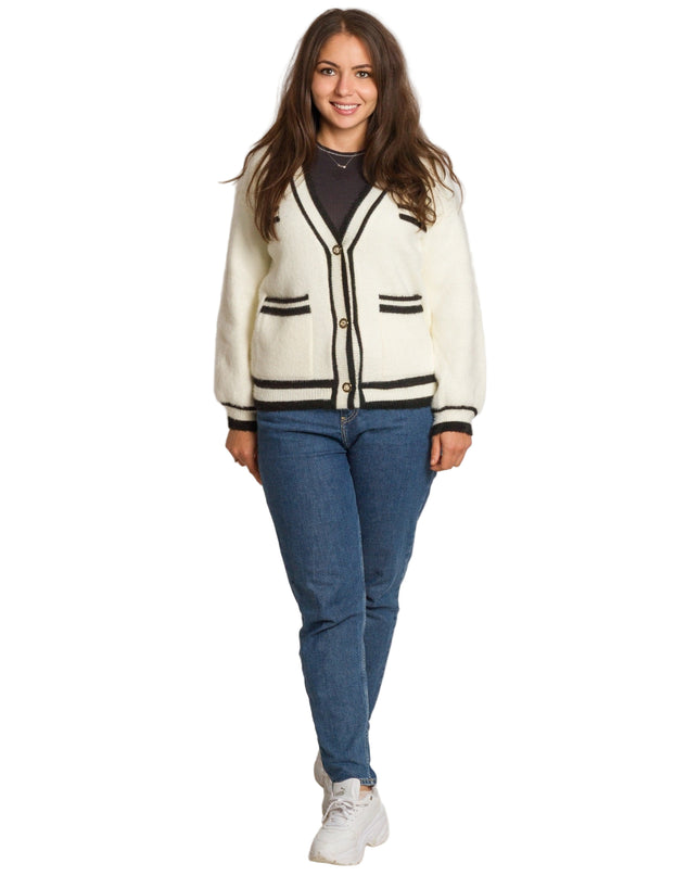 Cardigan elegant supradimensionat în culoarea mocha