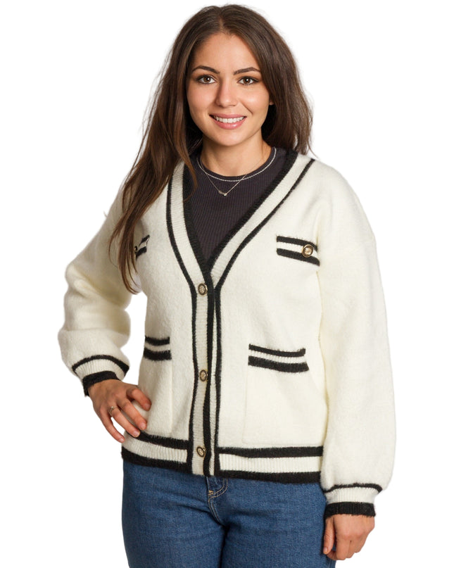 Cardigan elegant supradimensionat în culoarea mocha