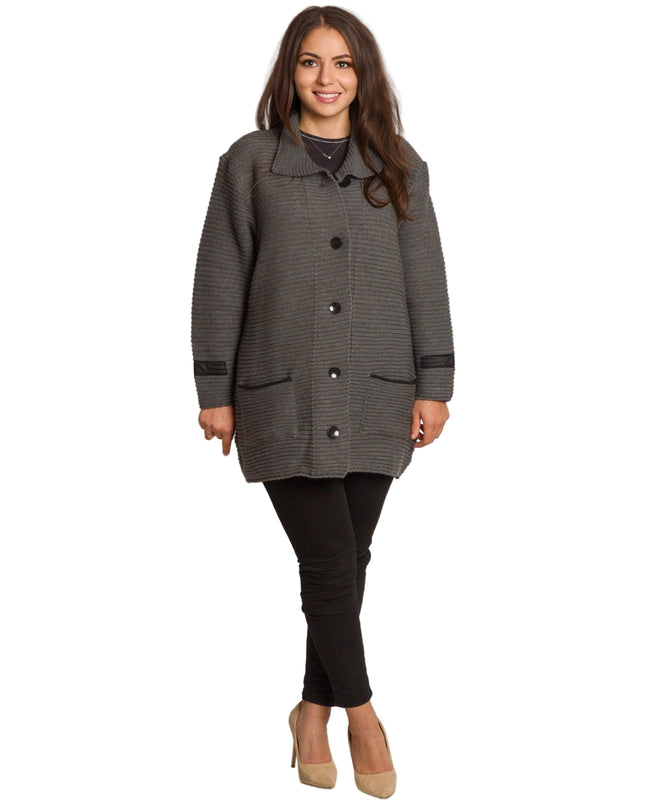 Cardigan elegant supradimensionat în culoarea mocha