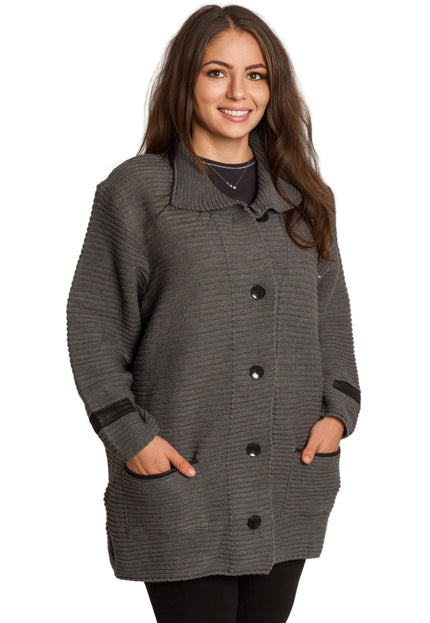 Cardigan elegant supradimensionat în culoarea mocha