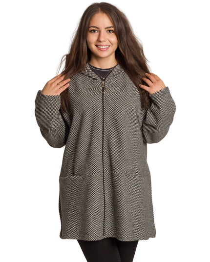 Palton de damă din burete cu glugă, mărimi mari 5XL și 6XL