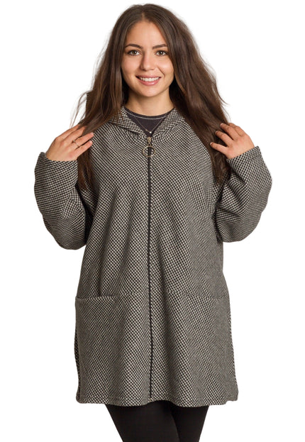 Palton de damă din burete cu glugă, mărimi mari 5XL și 6XL