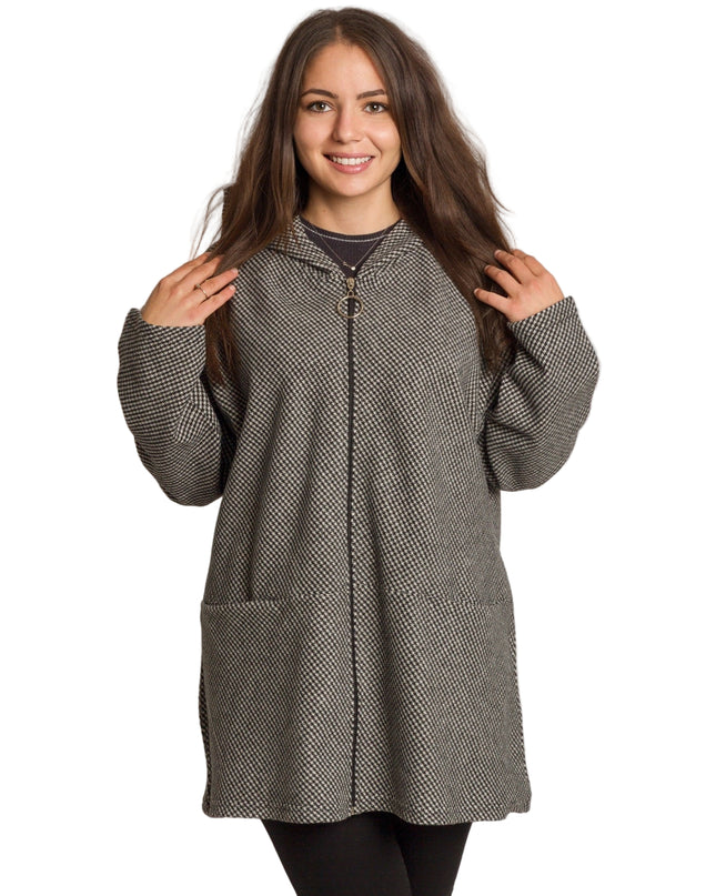 Palton de damă din burete cu glugă, mărimi mari 5XL și 6XL