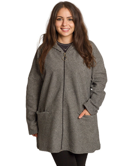 Palton de damă din burete cu glugă, mărimi mari 5XL și 6XL