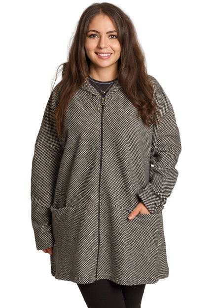 Palton de damă din burete cu glugă, mărimi mari 5XL și 6XL