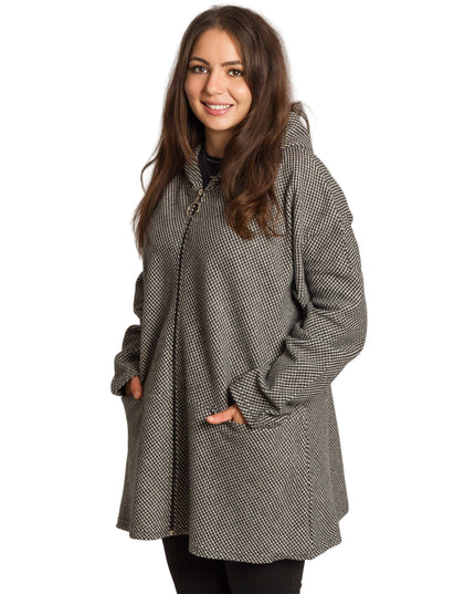 Palton de damă din burete cu glugă, mărimi mari 5XL și 6XL