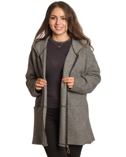 Palton de damă din burete cu glugă, mărimi mari 5XL și 6XL
