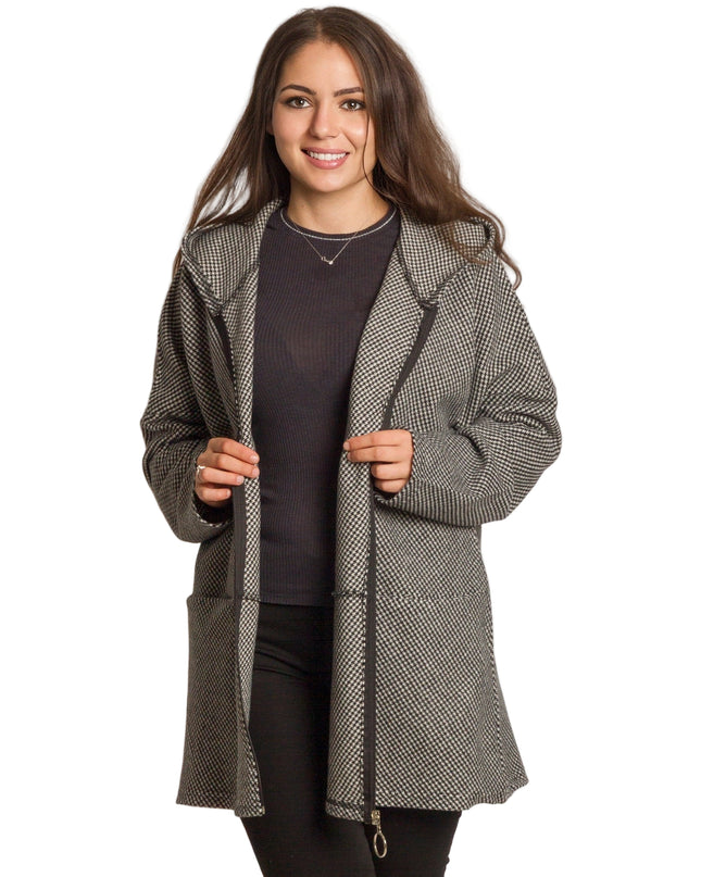 Palton de damă din burete cu glugă, mărimi mari 5XL și 6XL