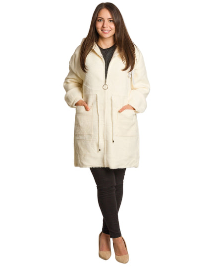 Jachetă de damă din burete cu glugă și buzunare