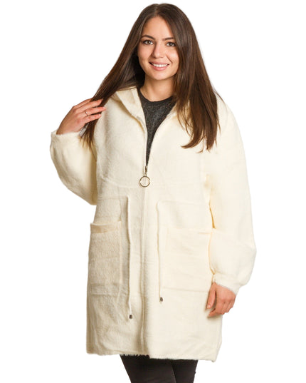 Jachetă de damă din burete cu glugă și buzunare