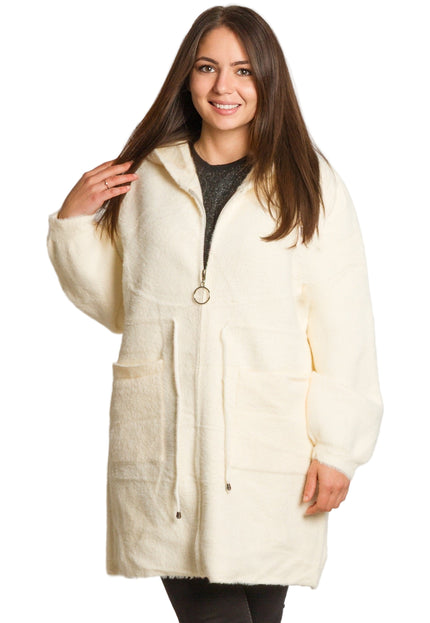 Jachetă de damă din burete cu glugă și buzunare